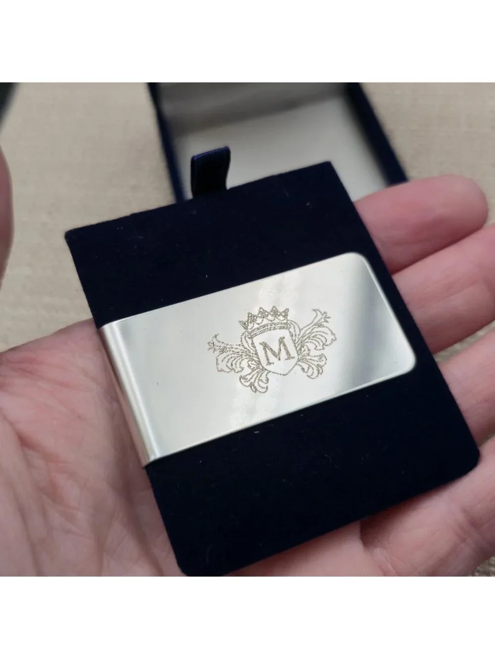 Morrissey Engraved Monogram Letter M Metal Money Clip with Presentation Box B132